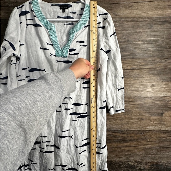 Talbots White and Blue Fish Print Dress Sundress - Picture 6 of 8